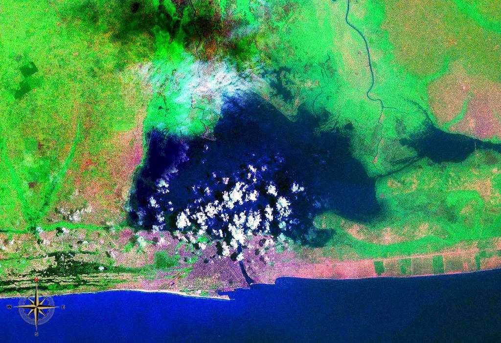 Lake Nokoué in Benin. Satellite view.
