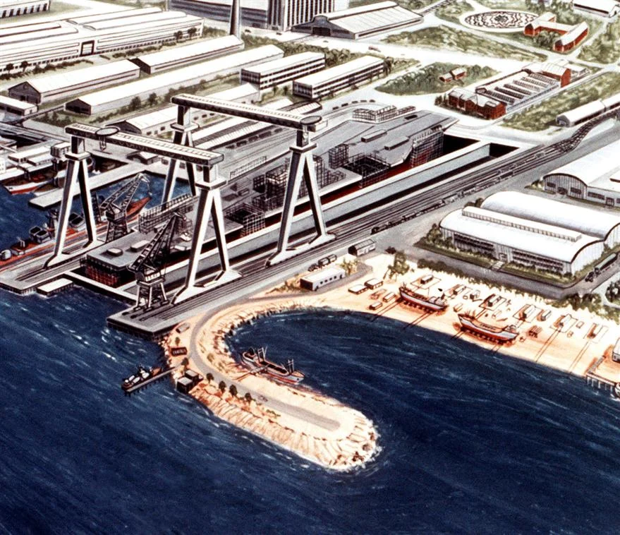 Original caption: Released to Public. Nuclear-powered en:aircraft carrier under construction at en:Nikolayev Shipyard - now en:Black Sea Shipyard -. Courtesy of en:Soviet Military Power, 1984. Photo No. 91, pages 88 and 89.
Dated en:May 23, en:1984. Source: dodmedia.osd.mil.