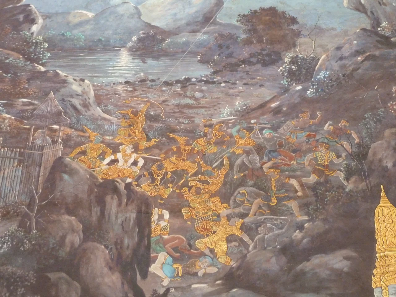Murals in Wat Phra Kaew, the Grand Palace, Bangkok, Thailand