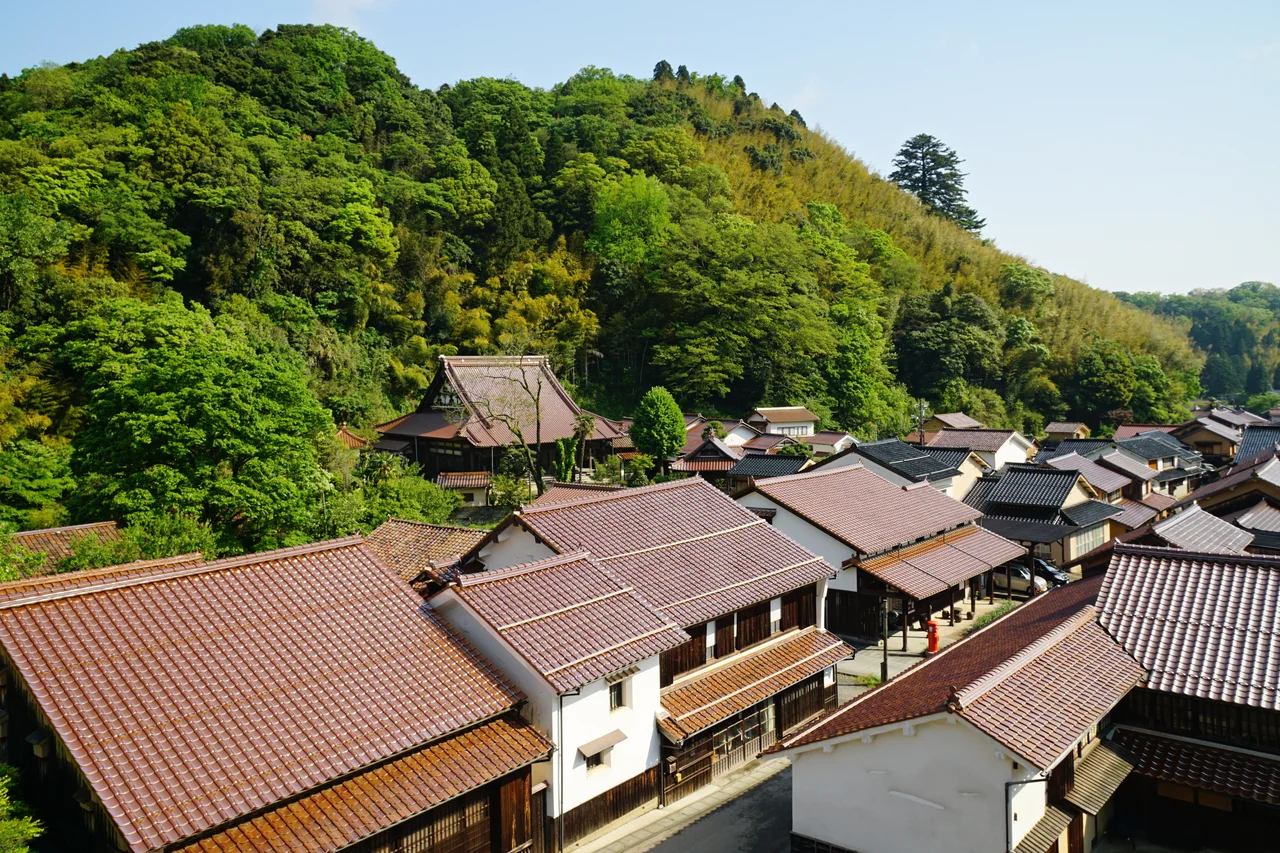 Ōmori Ginzan village in Ōda, Shimane prefecture, Japan. It was registered as part of the UNESCO World Heritage Site "Iwami Ginzan Silver Mine and its Cultural Landscape".